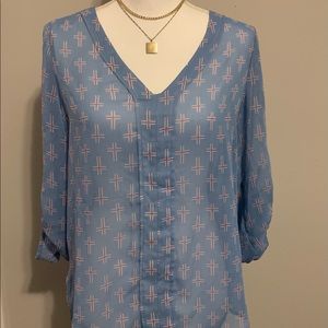 Sweet Rain blue blouse with crosses